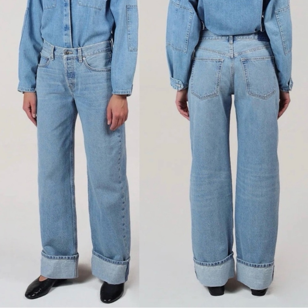 ETICA Stanton Cuff Wide Leg High Rise Jeans Size 29 Baggy Denim Button Fly